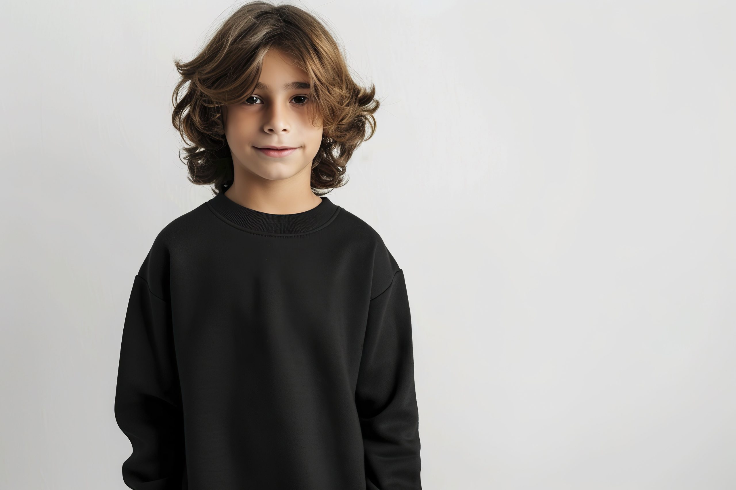 vecteezy cute boy in a black sweatshirt on a gray background kids 46966557 scaled